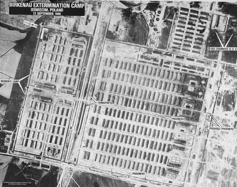 Aerial view of
                                                          Birkenau
